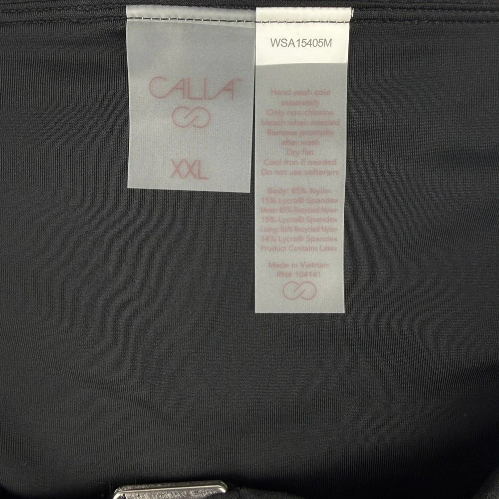 CALIA Womens Asymetrical Rectangle Trim Swim Bottom Beach Wear Black Sz XXL NWT‎